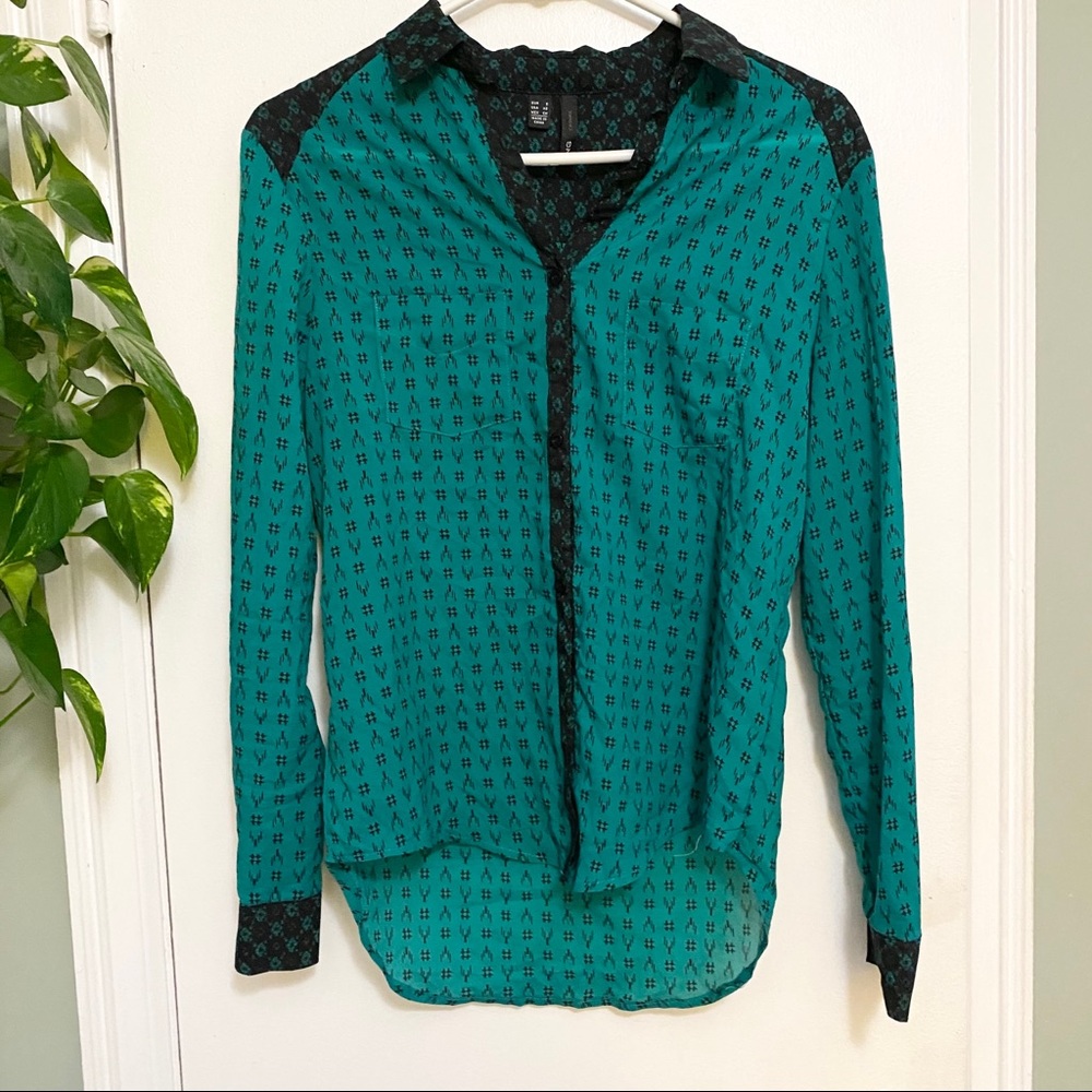 Teal and Black Button Up